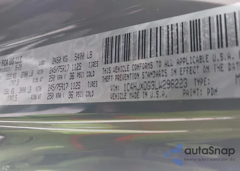 2020 Jeep Wrangler Unlimited Sport S 4X4 из США, поврежденный, VIN 1C4HJXDG3LW298223